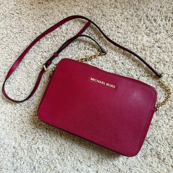 Michael Kors Red Leather Small Crossbody Bag - Picture 10 of 11